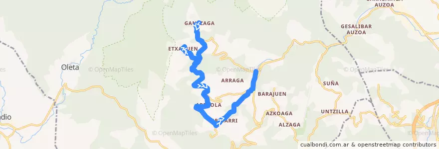 Mapa del recorrido EG/TC-4 Gantzaga → Ibarra de la línea  en Aramaio.