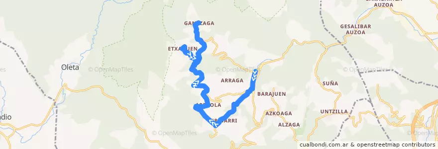 Mapa del recorrido EG/TC-4 Ibarra → Gantzaga de la línea  en Aramaio.
