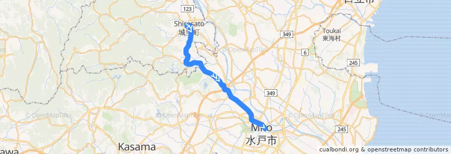 Mapa del recorrido 茨城交通バス41系統 石塚車庫⇒成沢⇒水戸駅 de la línea  en Préfecture d'Ibaraki.