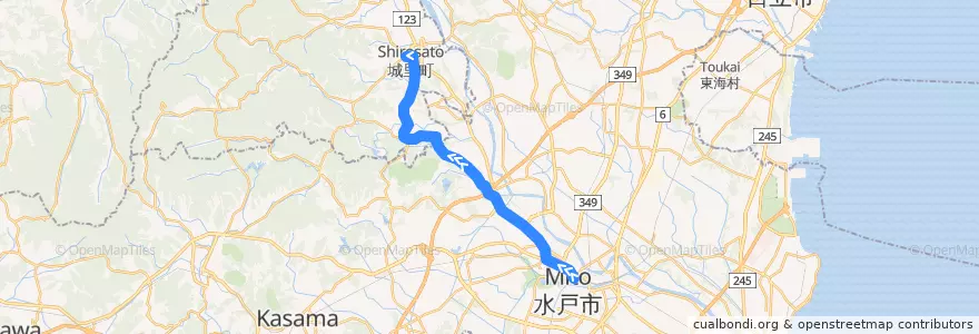 Mapa del recorrido 茨城交通バス41系統 水戸駅⇒成沢⇒石塚車庫 de la línea  en Ибараки.