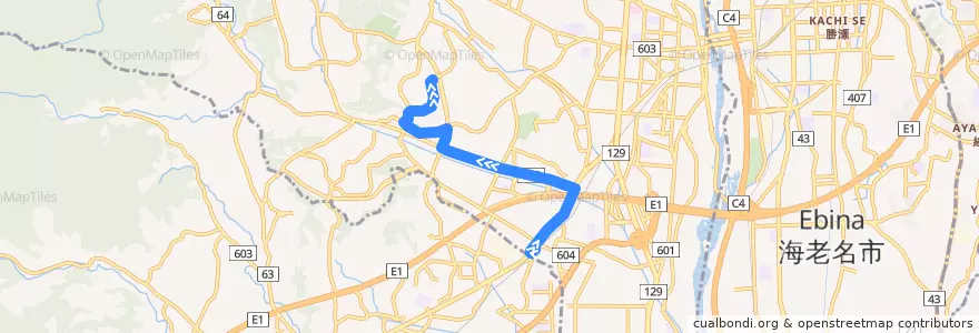 Mapa del recorrido 愛甲20系統 de la línea  en Atsugi.