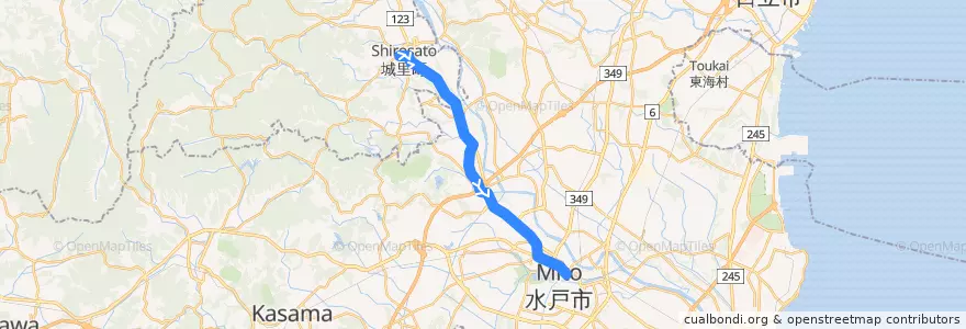 Mapa del recorrido 茨城交通バス40系統 石塚車庫⇒飯富⇒水戸駅 de la línea  en Ибараки.