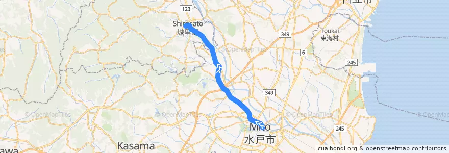 Mapa del recorrido 茨城交通バス40系統 水戸駅⇒飯富⇒石塚車庫 de la línea  en إيباراكي.