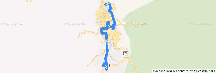 Mapa del recorrido Ruta 2: Barrio Villa Valencia I Etapa => Cuatro Esquinas de la línea  en Jinotega (Municipio).