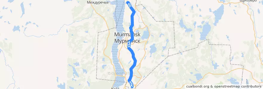 Mapa del recorrido Автобус 10: ул. Героев Рыбачьего – з-д «Севморпуть» de la línea  en городской округ Мурманск.