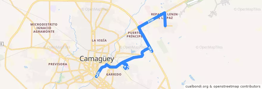 Mapa del recorrido ruta 25 Casino => Lenin de la línea  en Ciudad de Camagüey.