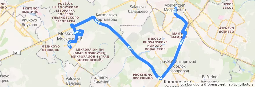 Mapa del recorrido Автобус 866: Мосрентген - Московский de la línea  en Новомосковский административный округ.