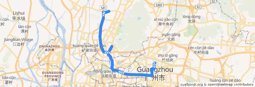 Mapa del recorrido 810路(广州火车东站总站-白云高尔夫花园总站) de la línea  en Guangzhou City.