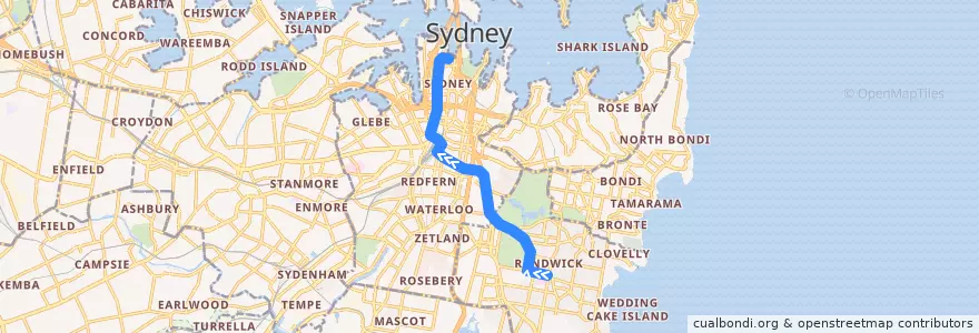 Mapa del recorrido Randwick Line de la línea  en Sydney.
