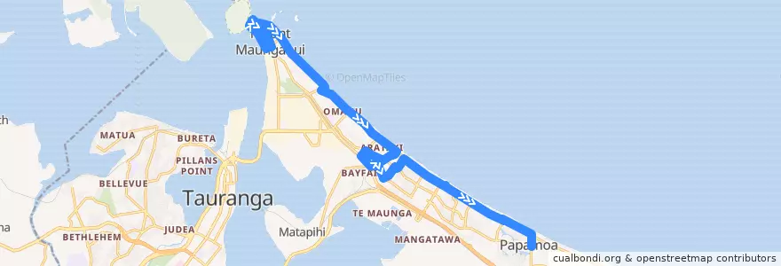 Mapa del recorrido Goldline de la línea  en Tauranga City.