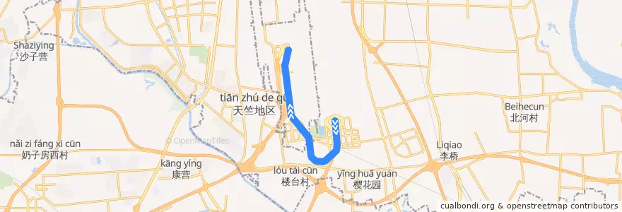 Mapa del recorrido Subway ABC: 东直门 => 首都国际机场 de la línea  en 顺义区 / Shunyi.
