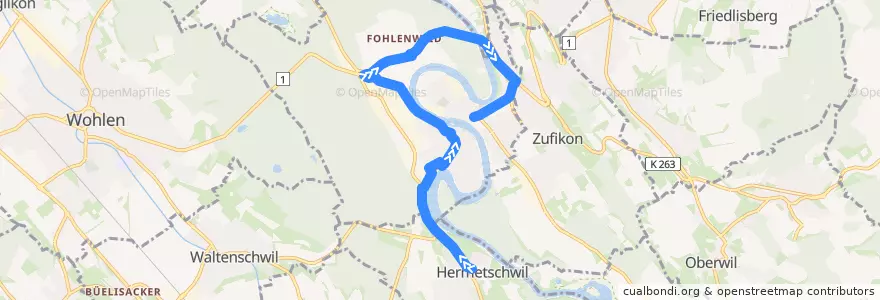 Mapa del recorrido Bus 339: Hermetschwil => Bremgarten de la línea  en Bremgarten (AG).