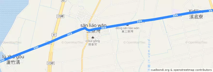 Mapa del recorrido 藍2(繞駛蘆竹溝_返程) de la línea  en 北門區.
