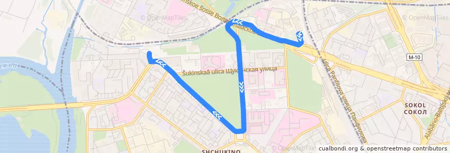 Mapa del recorrido Автобус 460: Станция "Стрешнево" - Метро "Щукинская" de la línea  en район Щукино.
