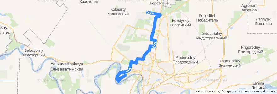 Mapa del recorrido Автобус №32: пос. Северный => Юбилейный микрорайон de la línea  en городской округ Краснодар.