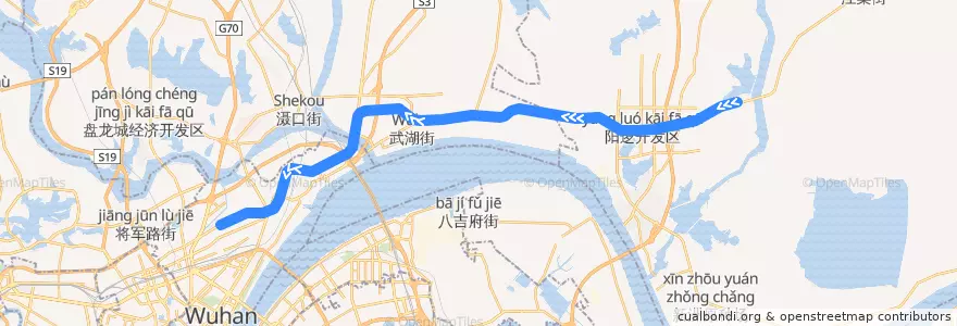 Mapa del recorrido 武汉轨道交通阳逻线 de la línea  en 武汉市.