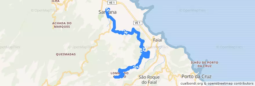 Mapa del recorrido HF 56: Santana -> Lombo Galego de la línea  en Santana.