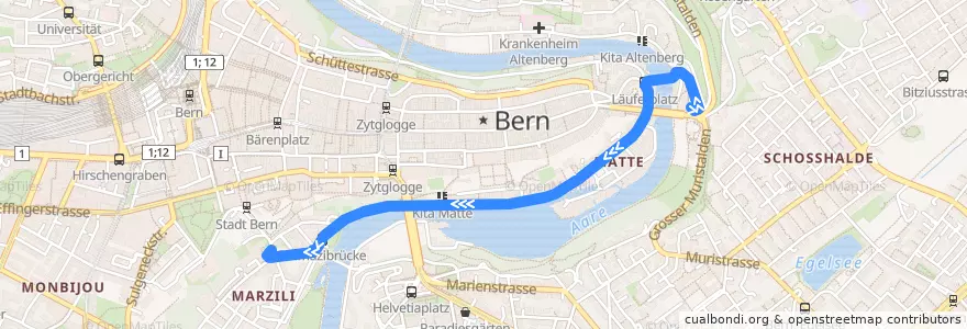 Mapa del recorrido Bus 23: Bärenpark => Bern Marzili de la línea  en Bern.