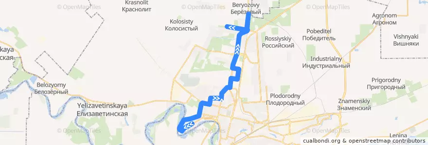 Mapa del recorrido Автобус №32: Юбилейный микрорайон => пос. Северный de la línea  en городской округ Краснодар.
