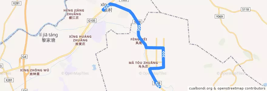 Mapa del recorrido 826路(地铁新和站总站-陈洞村总站) de la línea  en Гуанчжоу.