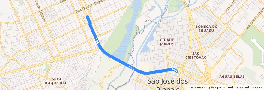 Mapa del recorrido São José / Boqueirão de la línea  en Microrregião de Curitiba.