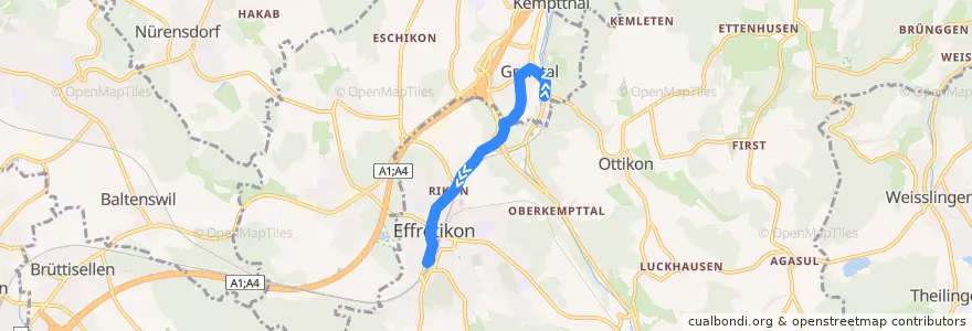 Mapa del recorrido Bus 655: Grafstal, Thalegg => Effretikon, Bahnhof de la línea  en Illnau-Effretikon.