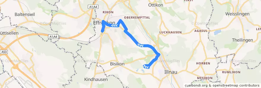 Mapa del recorrido Bus 652: Illnau, Wingert => Effretikon, Bahnhof de la línea  en Illnau-Effretikon.