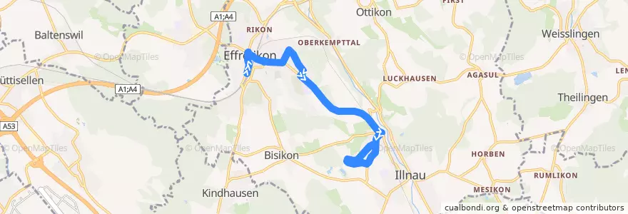 Mapa del recorrido Bus 652: Effretikon, Bahnhof => Illnau, Wingert de la línea  en Illnau-Effretikon.