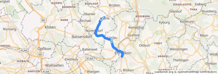 Mapa del recorrido Bus 659: Breite bei Nürensdorf => Effretikon, Bahnhof de la línea  en 취리히.
