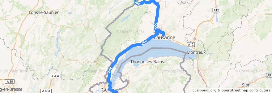 Mapa del recorrido Flixbus 479: Paris, Bercy Seine => Mailand, Lampugnano de la línea  en Waadt.