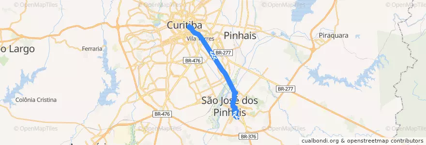 Mapa del recorrido Curitiba / São José de la línea  en Microrregião de Curitiba.