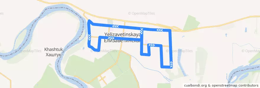 Mapa del recorrido Автобус №33: Лесхоз => Больница (станица Елизаветинская) de la línea  en городской округ Краснодар.