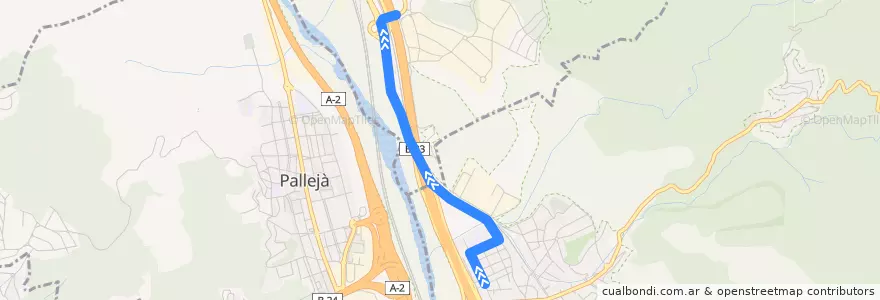 Mapa del recorrido L67 Barcelona - Castellbisbal de la línea  en Baix Llobregat.