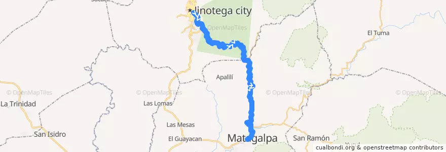 Mapa del recorrido Ruteado: Jinotega - Matagalpa de la línea  en Никарагуа.