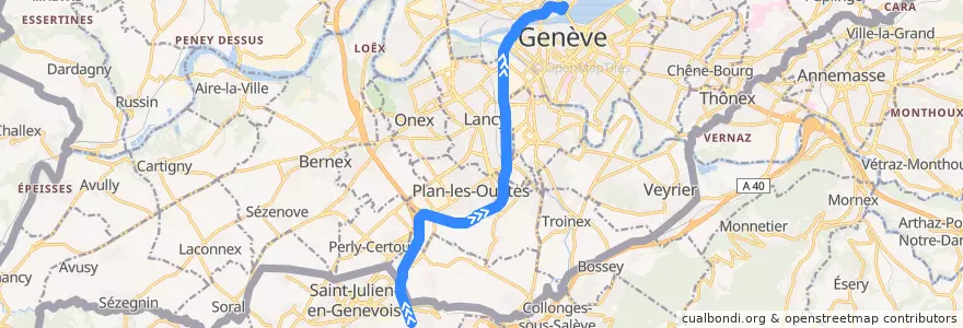 Mapa del recorrido Flixbus N788: Barcelona, Flughafen Terminal 2 => Genf, Internationaler Busbahnhof de la línea  en Genf.
