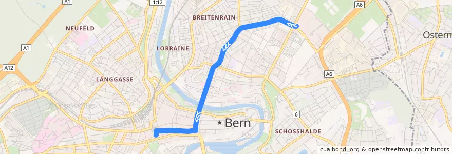 Mapa del recorrido Bus 9b: Bern Guisanplatz Expo => Bern Bahnhof de la línea  en Bern.