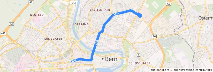 Mapa del recorrido Bus 9b: Bern Bahnhof => Bern Guisanplatz Expo de la línea  en Bern.