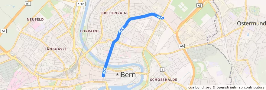 Mapa del recorrido Bus 9b: Bern Guisanplatz Expo => Zytglogge de la línea  en Bern.