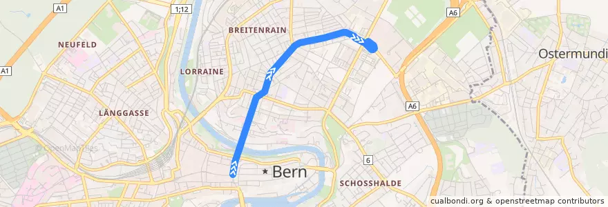 Mapa del recorrido Bus 9b: Zytglogge => Bern Guisanplatz Expo de la línea  en Bern.