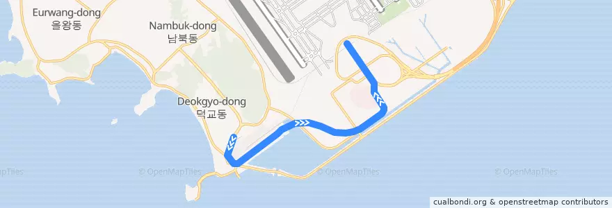 Mapa del recorrido 인천공항 자기부상철도 de la línea  en 中區.