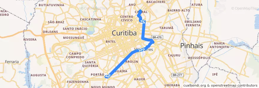 Mapa del recorrido Cabral / Portão de la línea  en Куритиба.