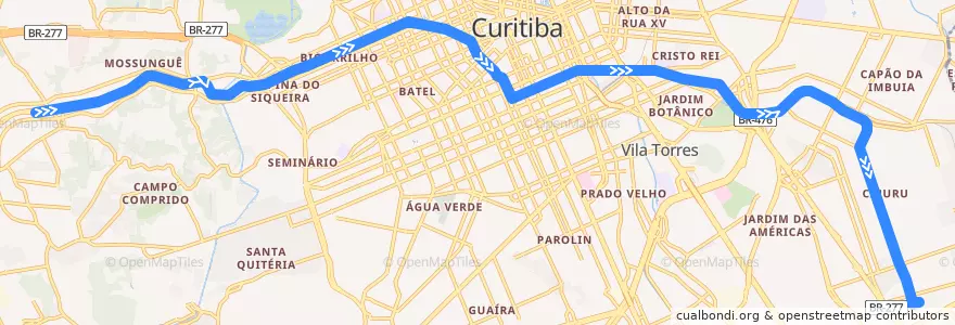 Mapa del recorrido Centenário / Campo Comprido de la línea  en كوريتيبا.