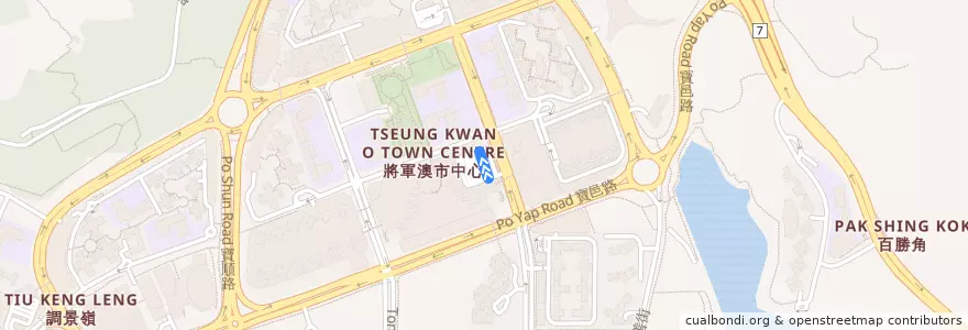 Mapa del recorrido 新界專綫小巴114A線 New Territories GMB Route No. 114A (將軍澳站公共運輸交匯處 Tseung Kwan O Station Public Transport Interchange ↺ 海天晉 Ocean Wings) de la línea  en 西貢區 Sai Kung District.