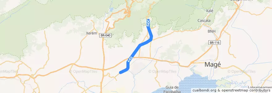 Mapa del recorrido Linha Vila Inhomirim: Vila Inhomirim→Saracuruna de la línea  en Região Geográfica Imediata do Rio de Janeiro.