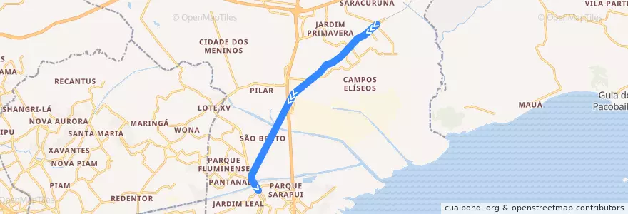 Mapa del recorrido Linha Saracuruna: Saracuruna→ Gramacho de la línea  en Duque de Caxias.