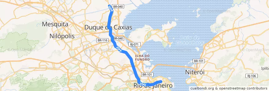 Mapa del recorrido Linha Saracuruna: Gramacho → Central do Brasil de la línea  en Região Geográfica Imediata do Rio de Janeiro.