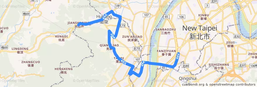 Mapa del recorrido 新北市 712 捷運迴龍站-捷運亞東醫院站 (返程) de la línea  en Новый Тайбэй.