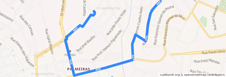 Mapa del recorrido 1404C: Palmeiras => São Salvador de la línea  en 벨루오리존치.