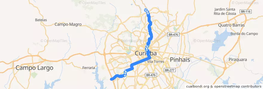 Mapa del recorrido Caiuá / Cachoeira de la línea  en クリチバ.