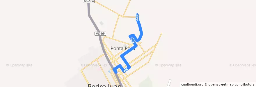 Mapa del recorrido Via Ipês (Gasparzinho -> Terminal) de la línea  en Ponta Porã.